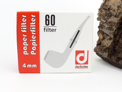 denicotea Papier Pfeifen-Filter 4mm 60 Stück