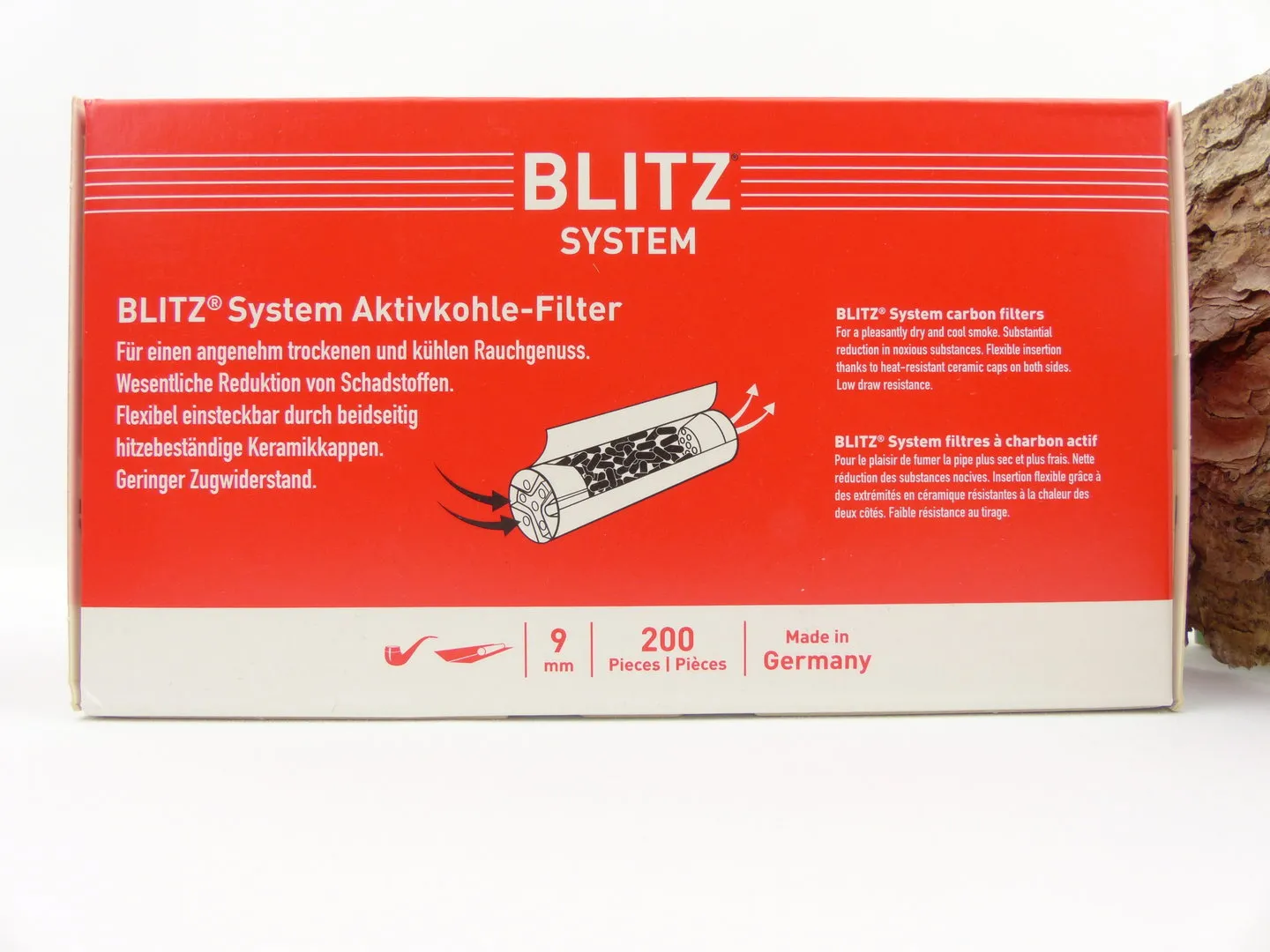Blitz Pfeifen-Filter mit Aktivkohle 9mm 200 Stck – Produktbild 3