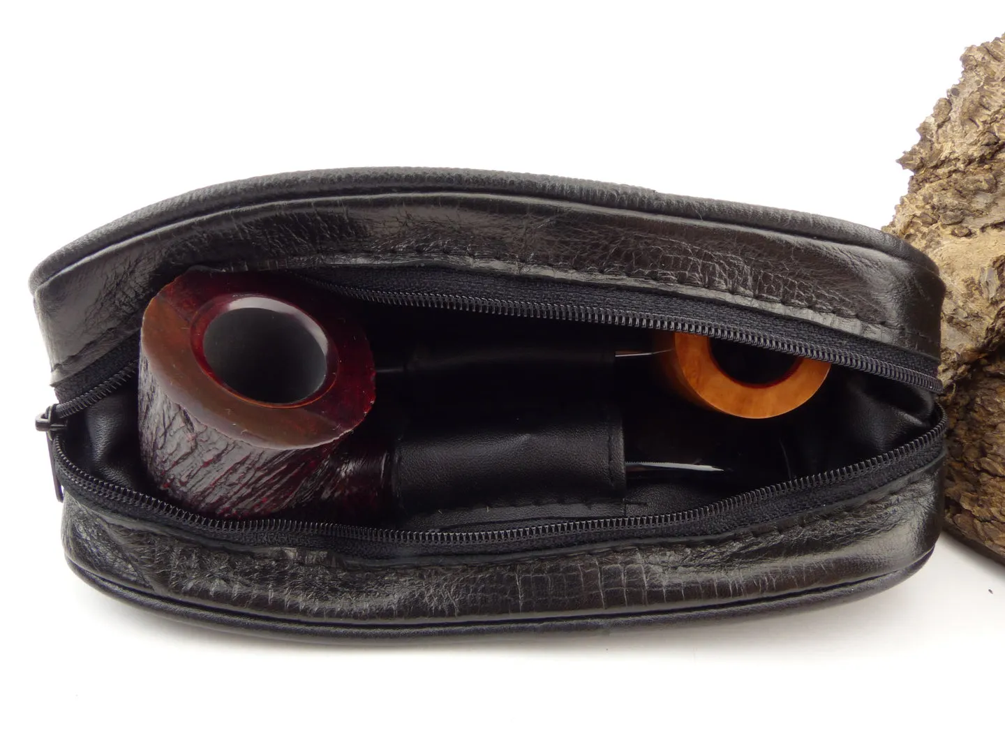 Pfeifentasche Leder schwarz snake 2 Pfeifen – Produktbild 7