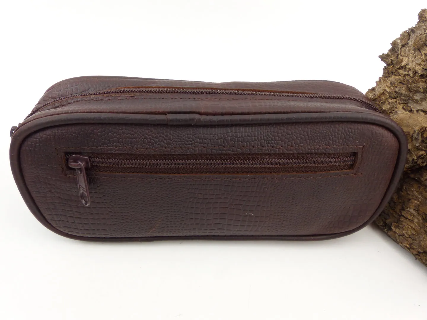 Pfeifentasche Leder braun snake 2 Pfeifen