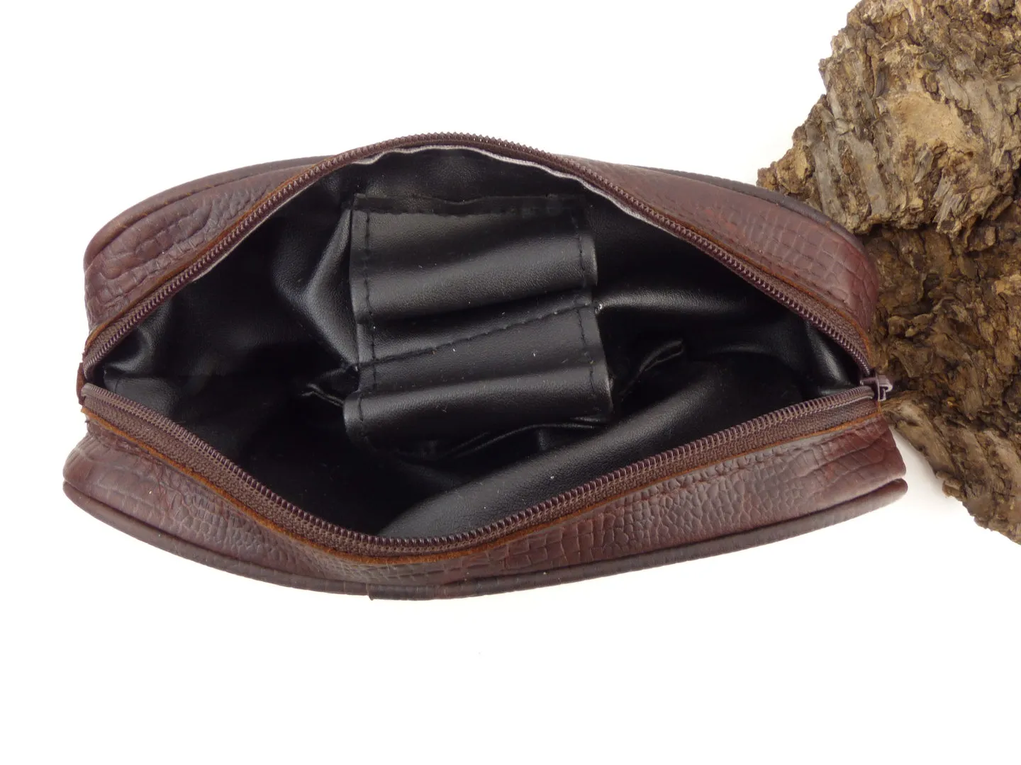Pfeifentasche Leder braun snake 2 Pfeifen – Produktbild 5