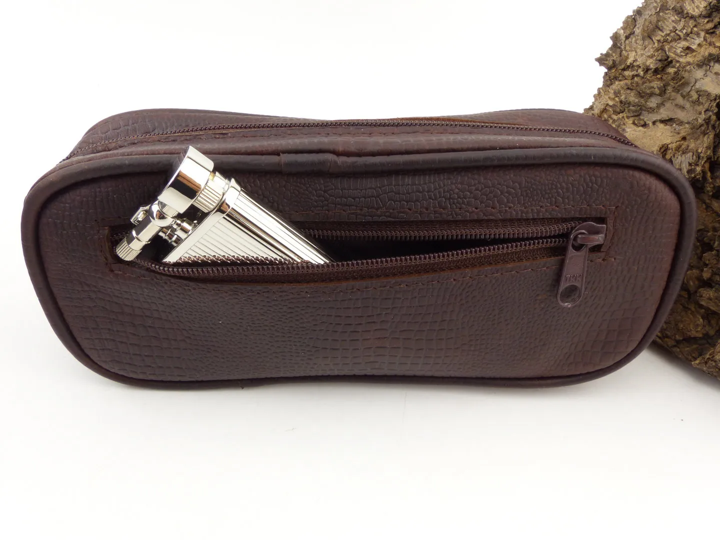 Pfeifentasche Leder braun snake 2 Pfeifen – Produktbild 10
