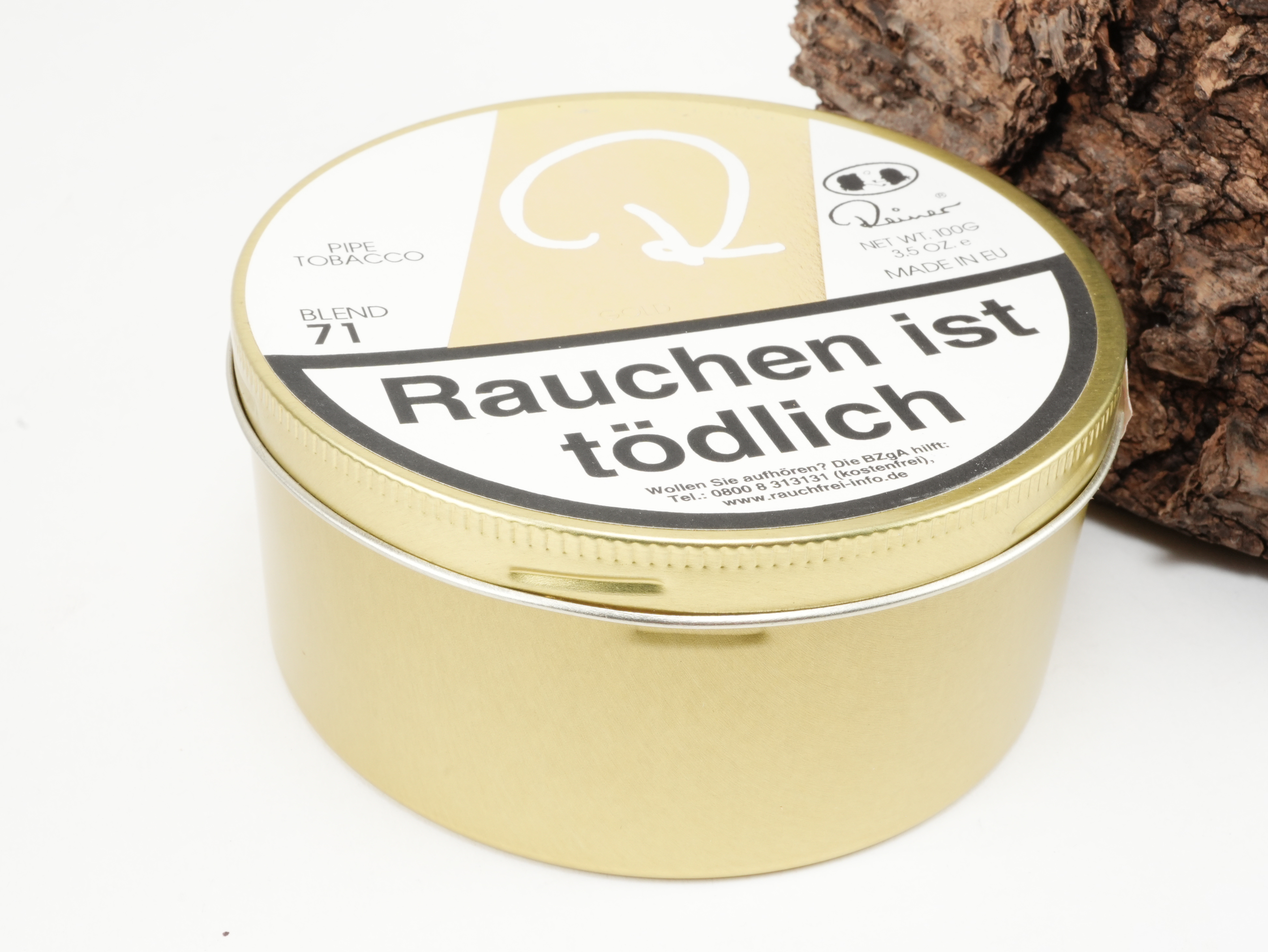 100g Dose Reiner Golden Flake (Blend 71) Pfeifentabak von Kopp Tobaccos – Perspektive liegend schräg von oben