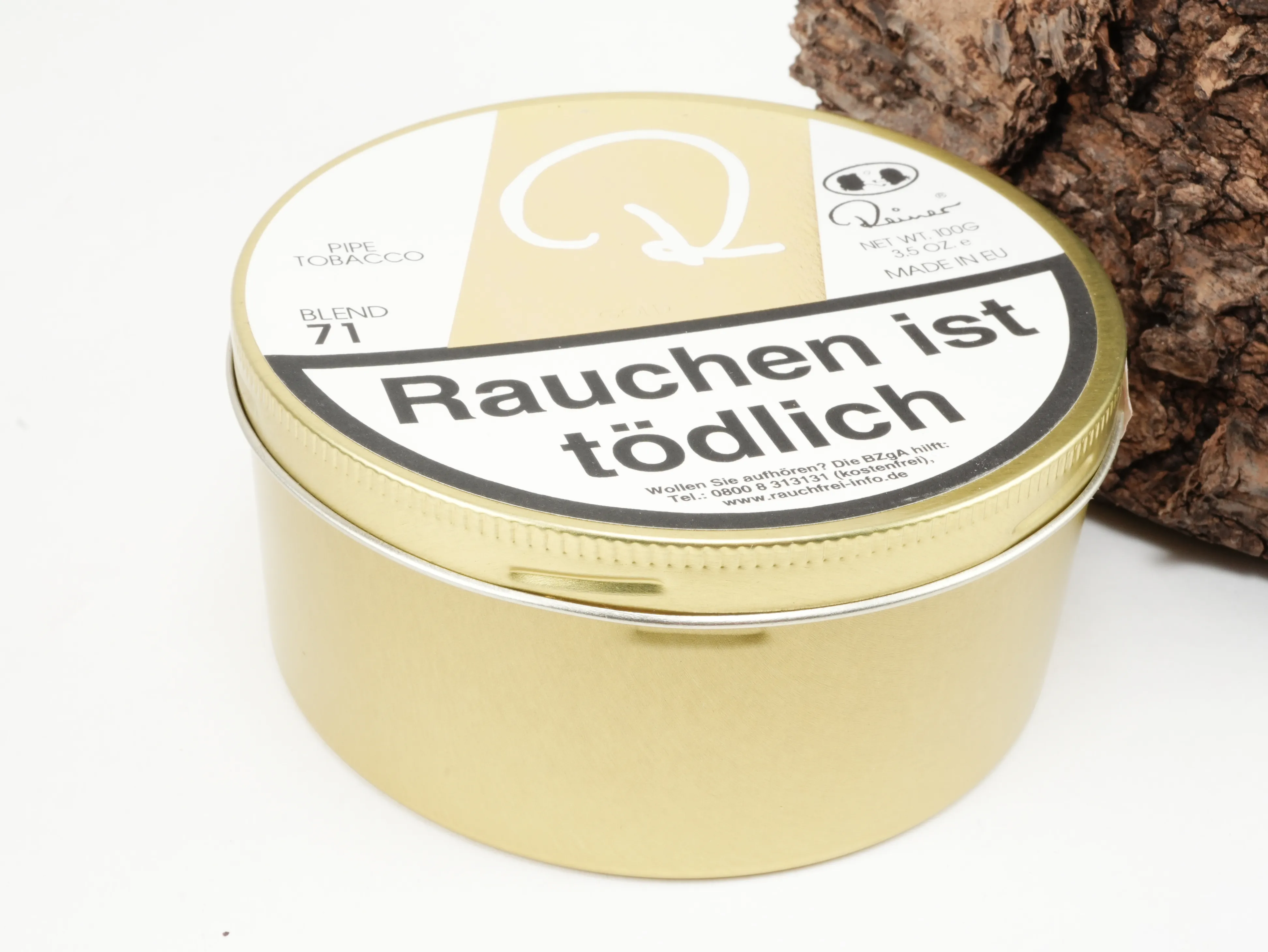 100g Dose Reiner Golden Flake (Blend 71) Pfeifentabak von Kopp Tobaccos – Perspektive liegend schräg von oben