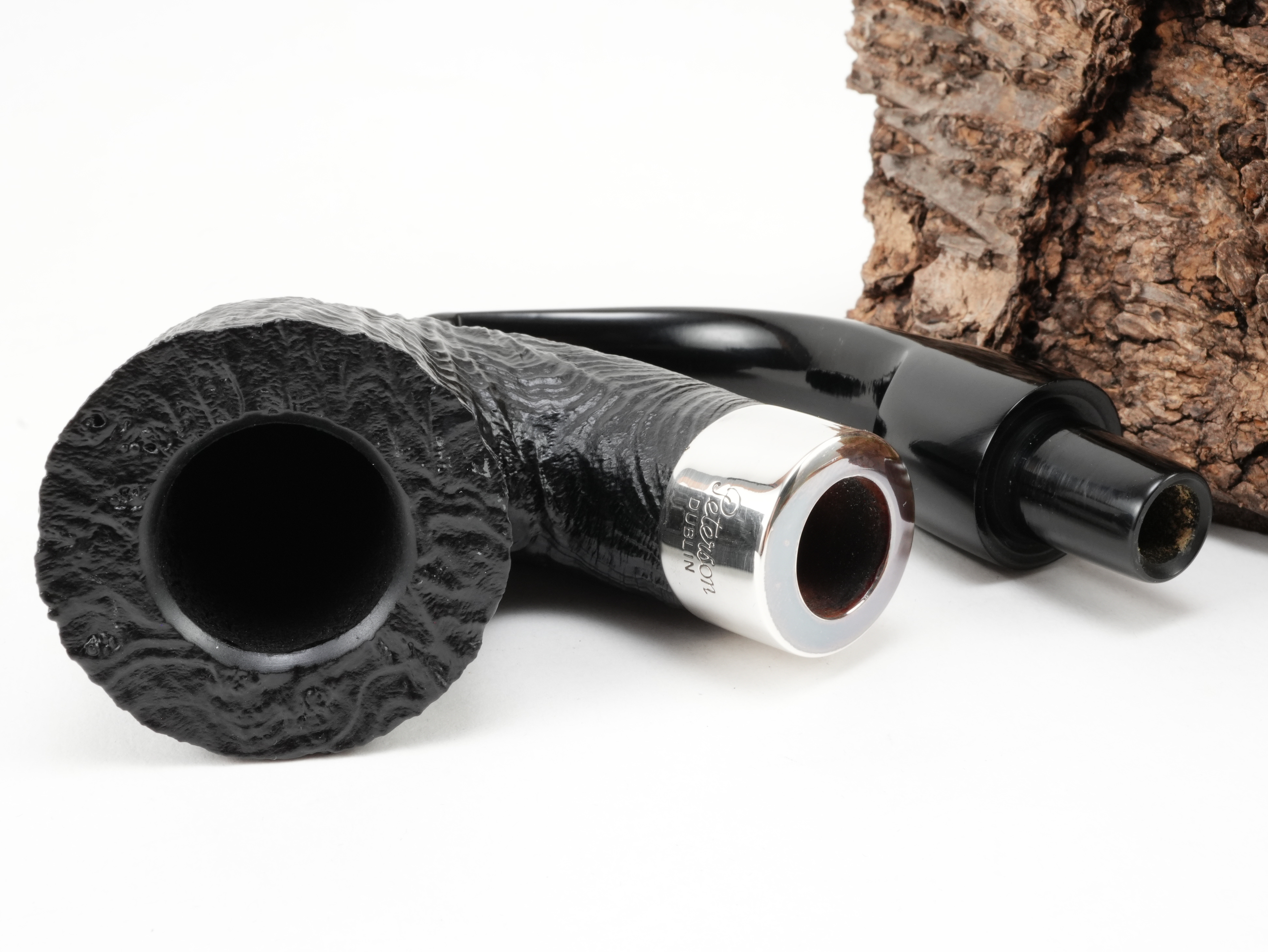 Zerlegte Peterson Deluxe System XL5s mit Blick auf die Holmbohrung mit Sterling-Silberring und den Steckzapfen