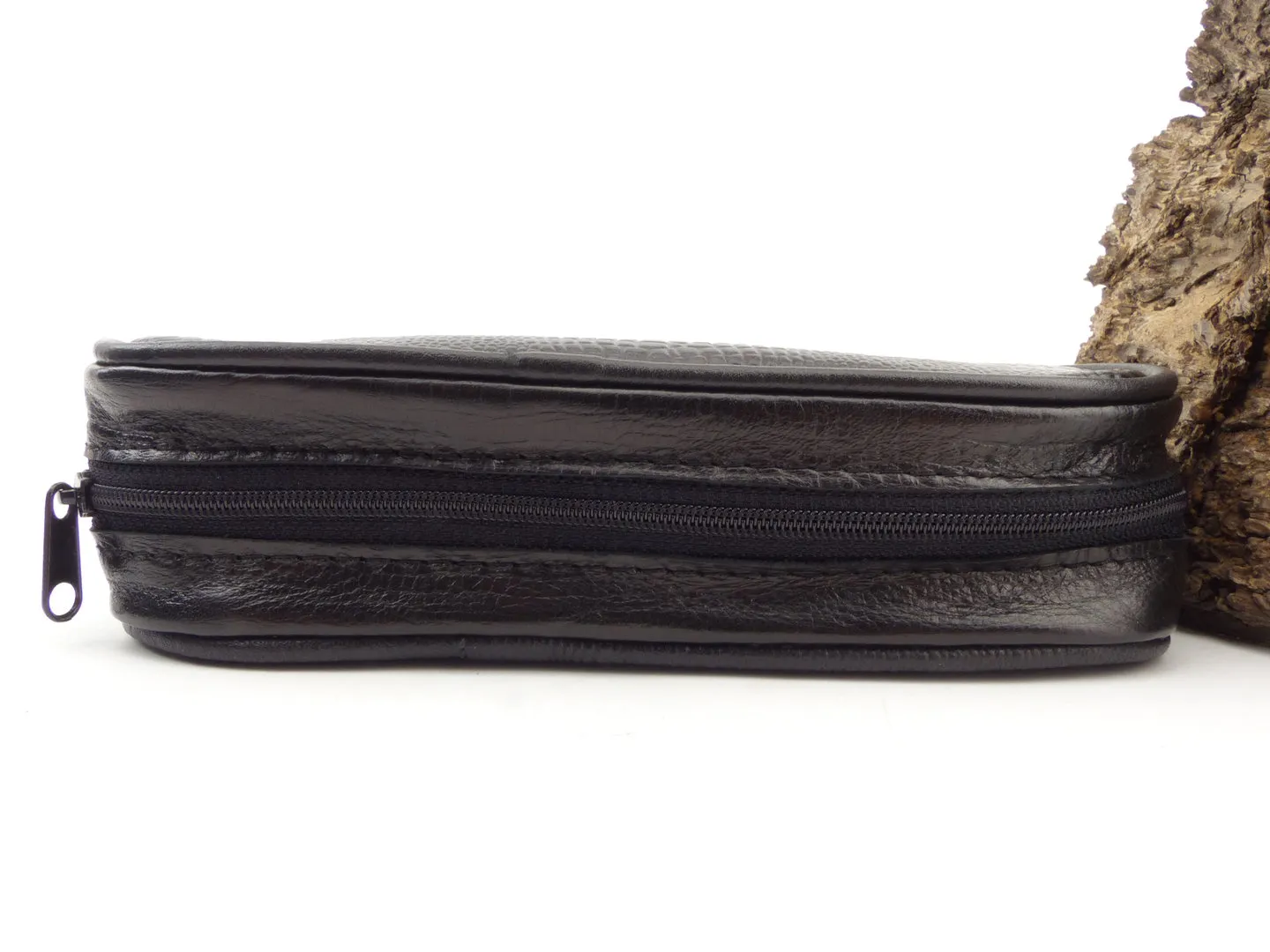 Pfeifentasche Leder schwarz snake 2 Pfeifen – Produktbild 3