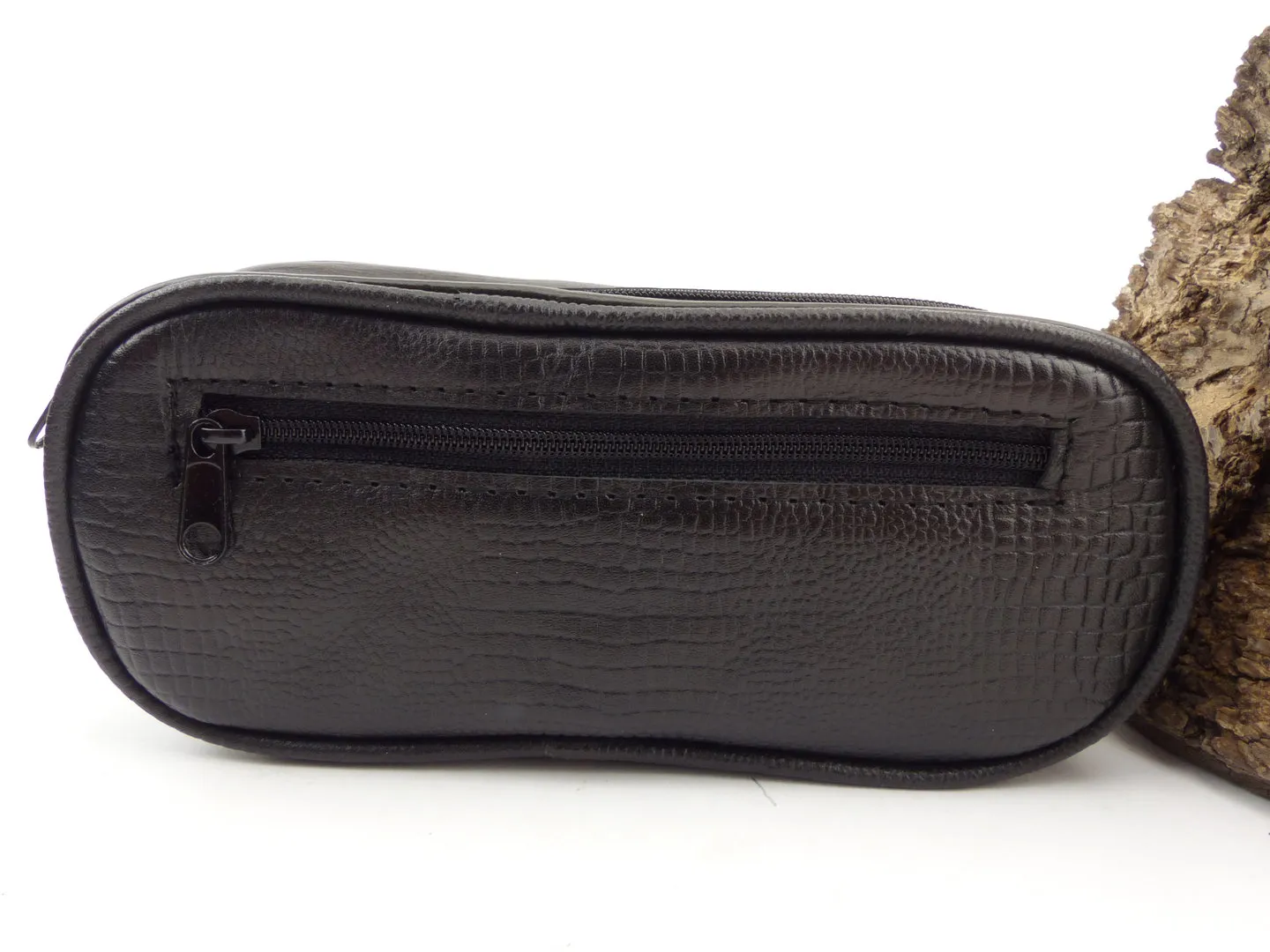 Pfeifentasche Leder schwarz snake 2 Pfeifen – Produktbild 2