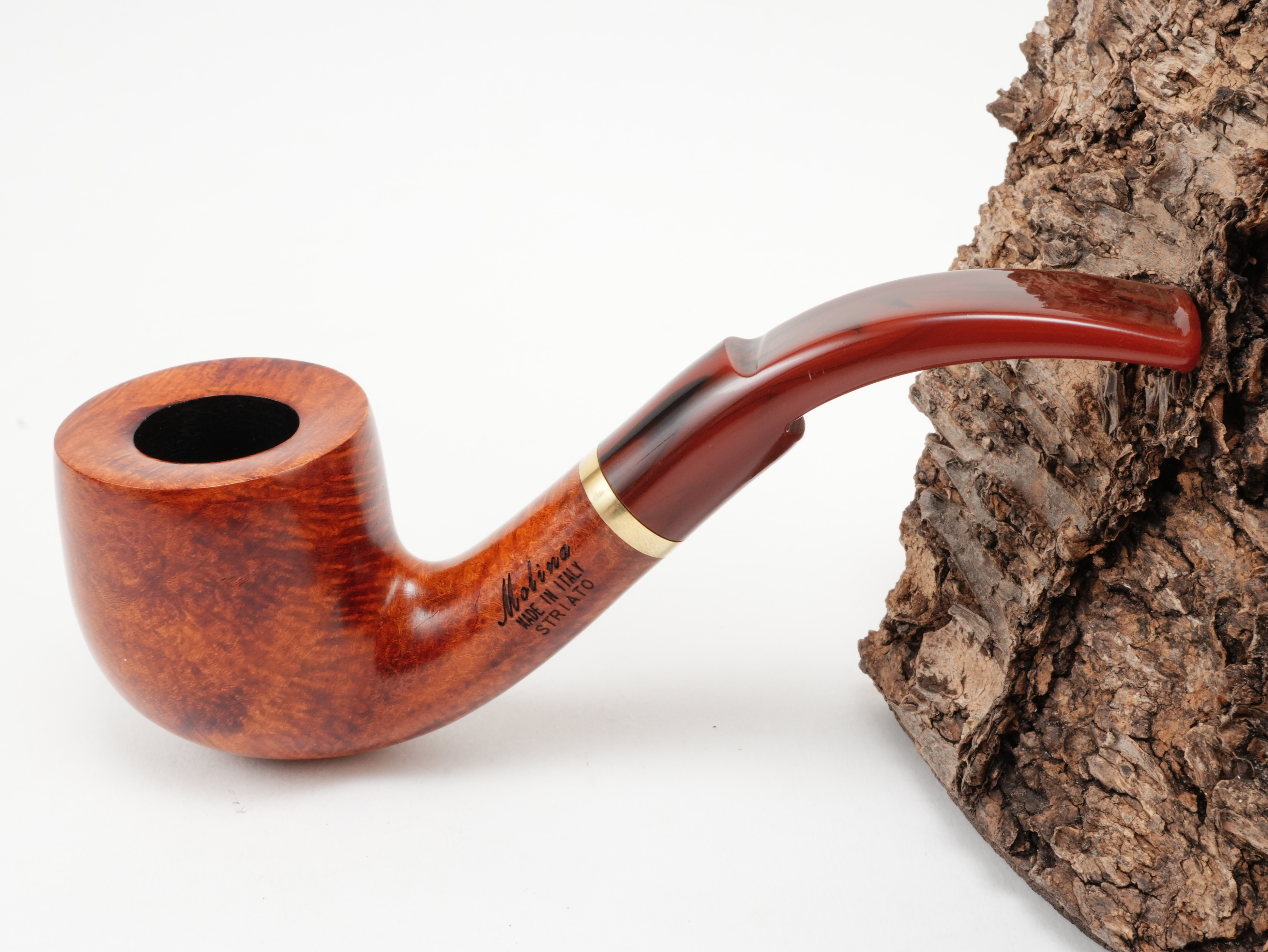 Tabakpfeife Molina Striato Terracotta Modell 13 aus terrakottafarbenem Bruyèreholz