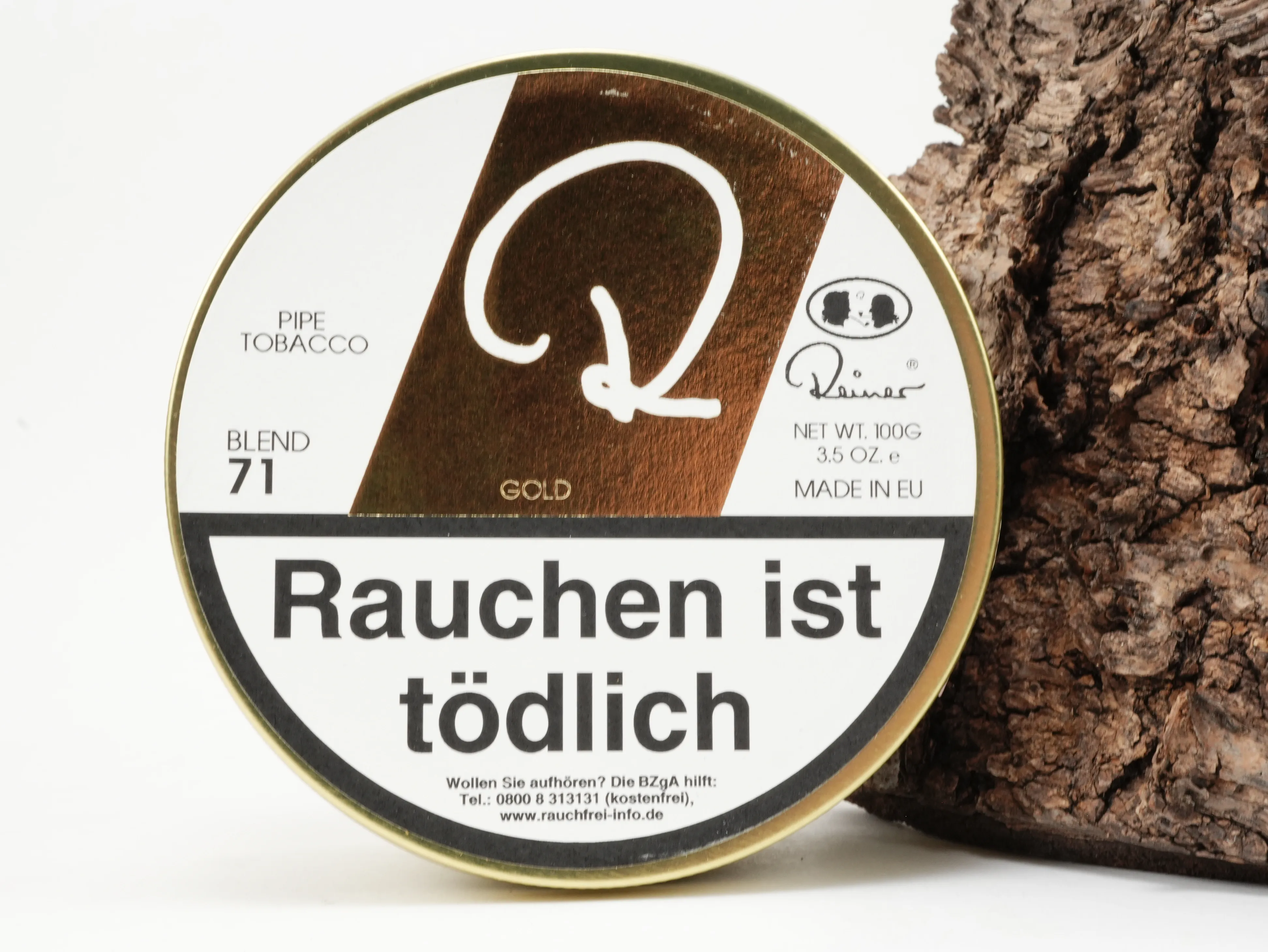 Reiner Golden Flake Blend 71 Pfeifentabak in der 100g Dose – Goldene Runddose frontal stehend