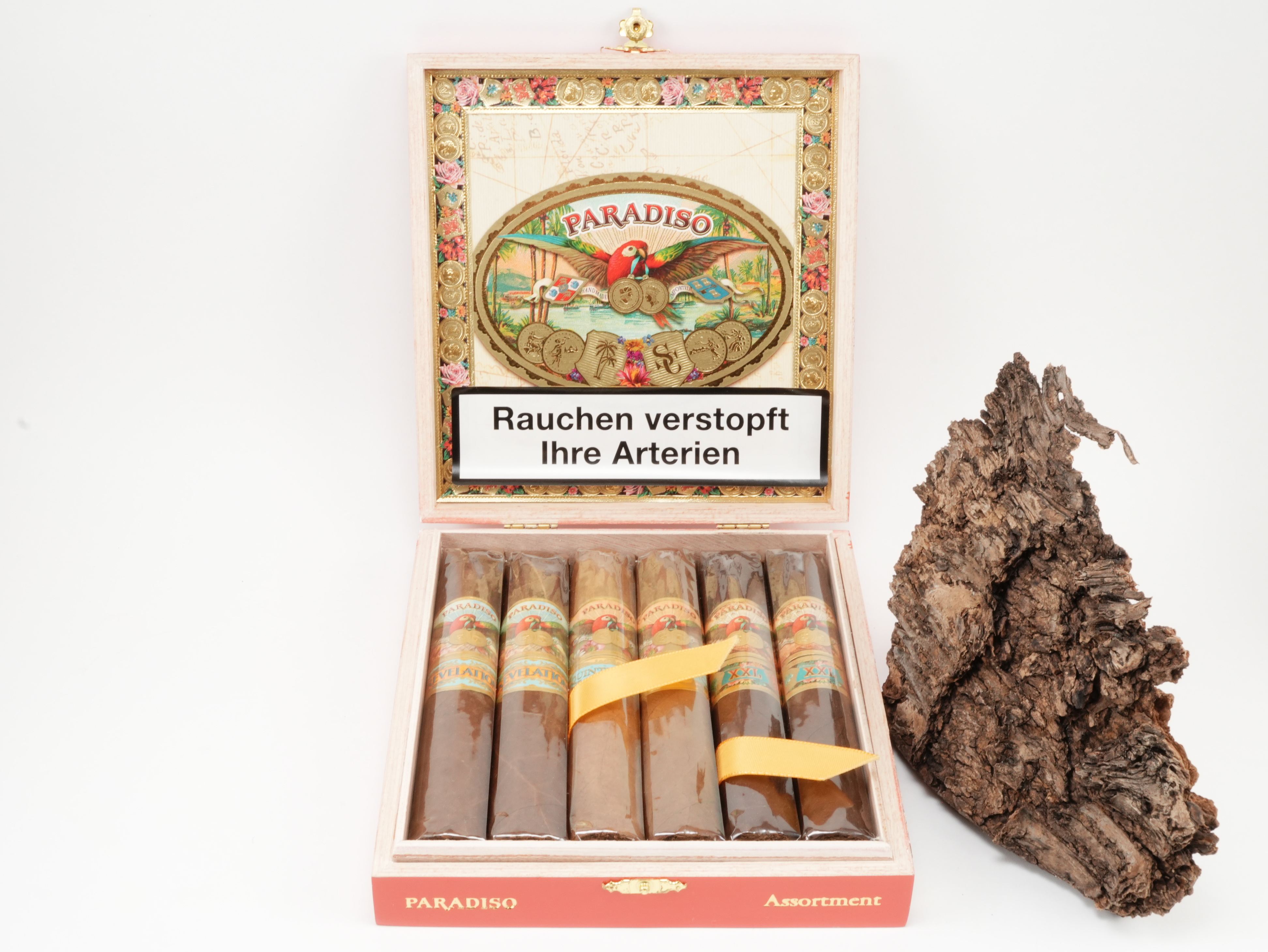 Geöffneter Paradiso 60 Ring Assortment Zigarren Sampler mit 6 nicaraguanischen Zigarren im 60er Ringmaß