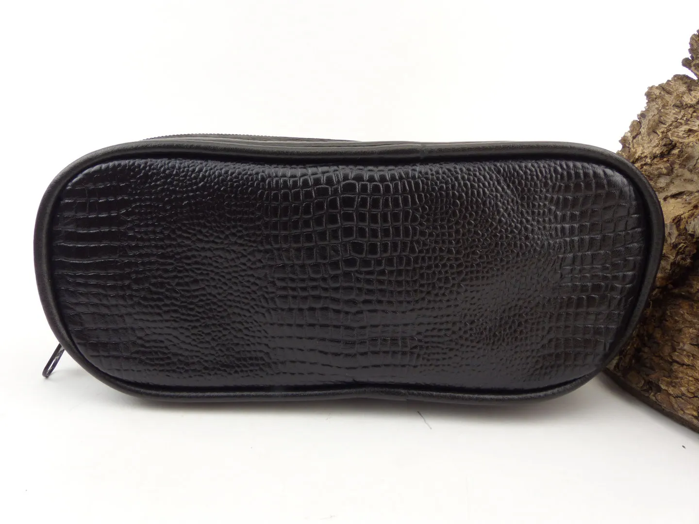 Pfeifentasche Leder schwarz snake 2 Pfeifen